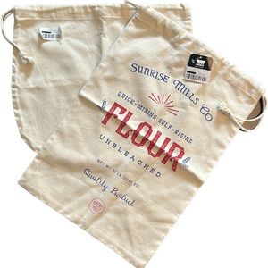 bread bag & nut milk bag-11”x 17” & 13” x 12” cotton muslin drawstring bags-NWT